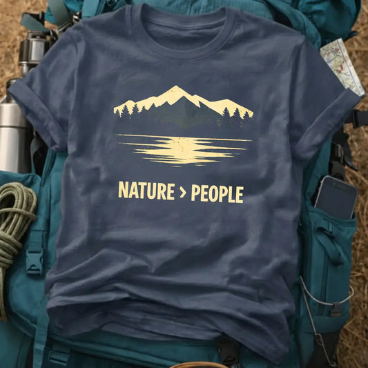 Nature > People - Retro Mountain Lake Graphic T-Shirt