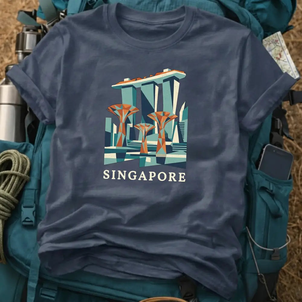 Singapore Skyline T-Shirt – Geometric Marina Bay Sands Graphic Tee
