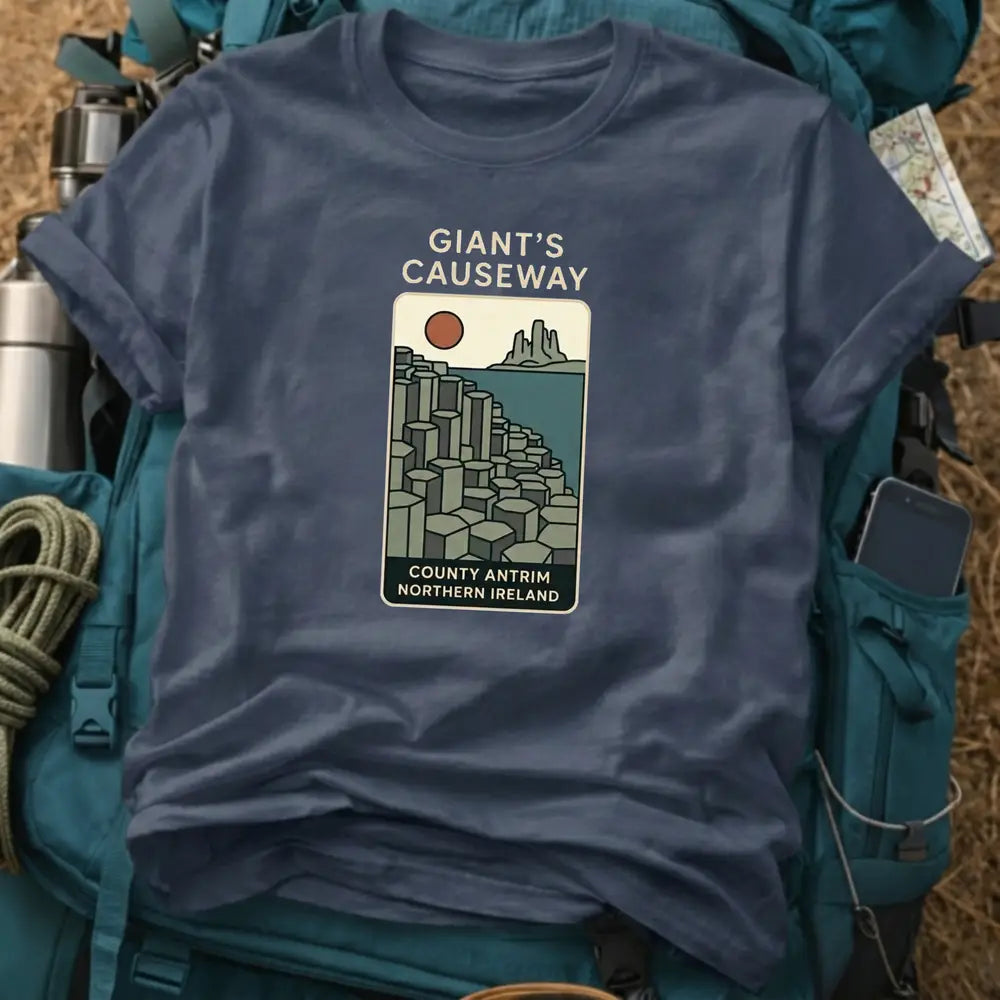 Giant’s Causeway Northern Ireland T-Shirt – County Antrim Basalt Columns Graphic Tee
