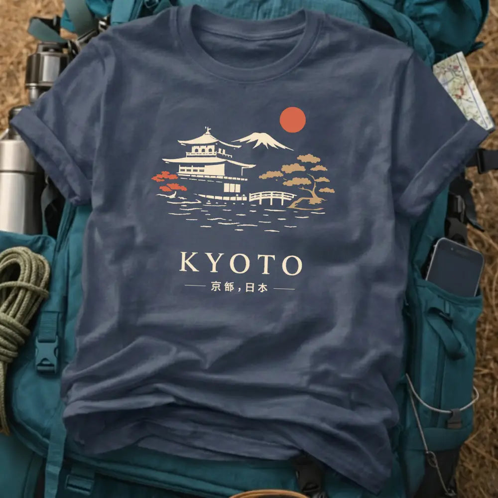 Kyoto Vintage Sunset Tee - Japanese Temple Graphic T-Shirt