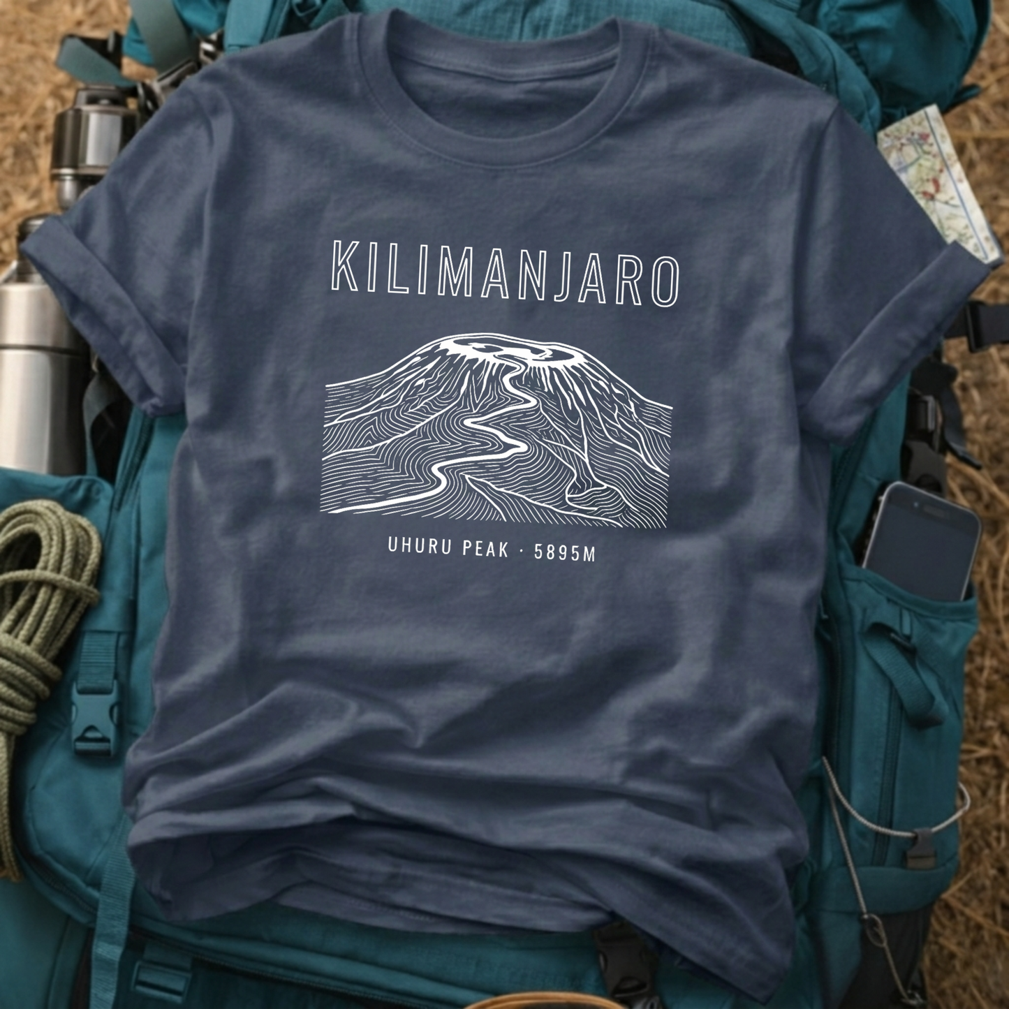 Mount Kilimanjaro Graphic Tee - Uhuru Peak Souvenir T-Shirt