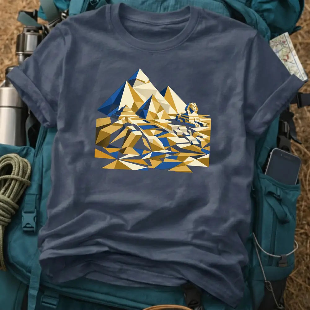 Giza Pyramids Egypt Cubist T-Shirt – Modern Art Great Sphinx Graphic Tee
