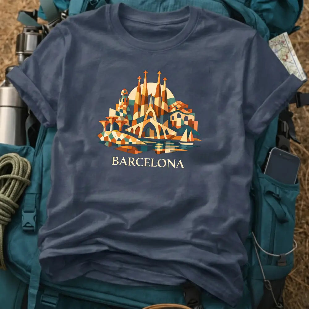 Barcelona Spain T-Shirt – Geometric Sagrada Familia Graphic Tee