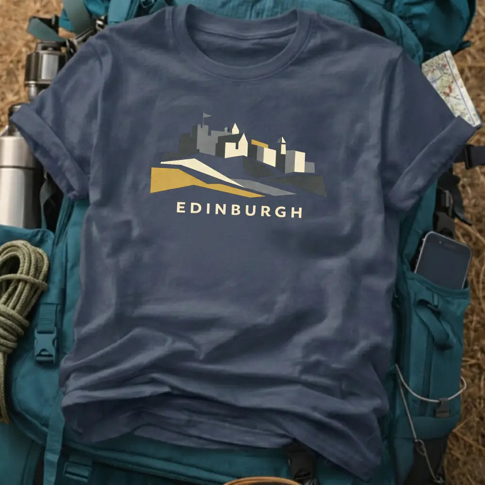 Edinburgh Scotland T-Shirt – Minimalist Castle Block Graphic Tee