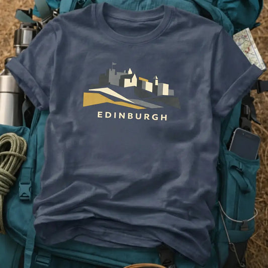 Edinburgh Scotland T-Shirt – Minimalist Castle Block Graphic Tee