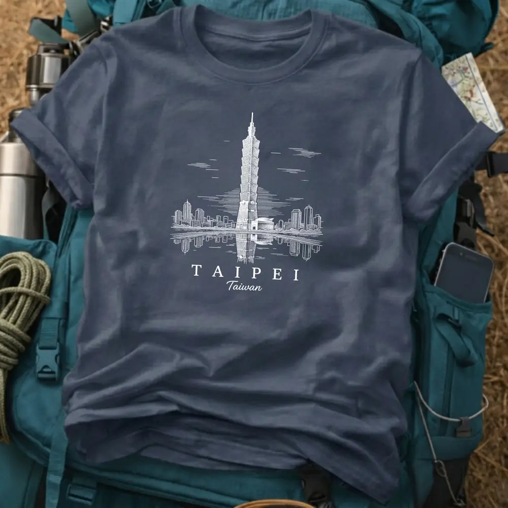 Taipei Taiwan T-Shirt – Retro Engraving Taipei 101 Skyline Graphic Tee