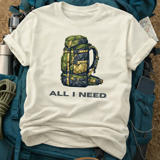 Backpack Cubist Graphic T-Shirt – All I Need Adventure Tee