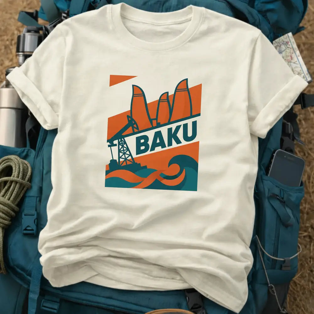 Baku Azerbaijan T-Shirt – Retro Constructivist Style Graphic Tee