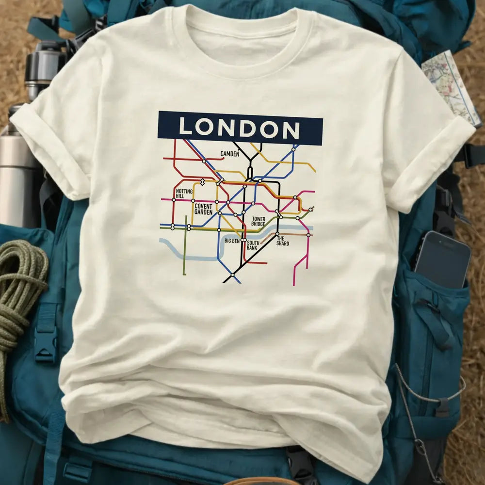 London United Kingdom T-Shirt – Minimalist Underground Transit Map Graphic Tee