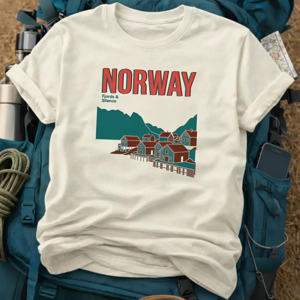 Norway T-Shirt – Retro Fjords & Silence Fishing Village Graphic Tee