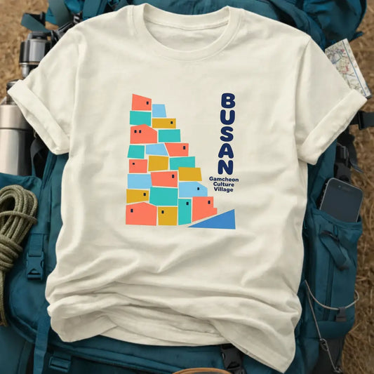 Busan South Korea T-Shirt – Geometric Gamcheon Culture Village Graphic Tee