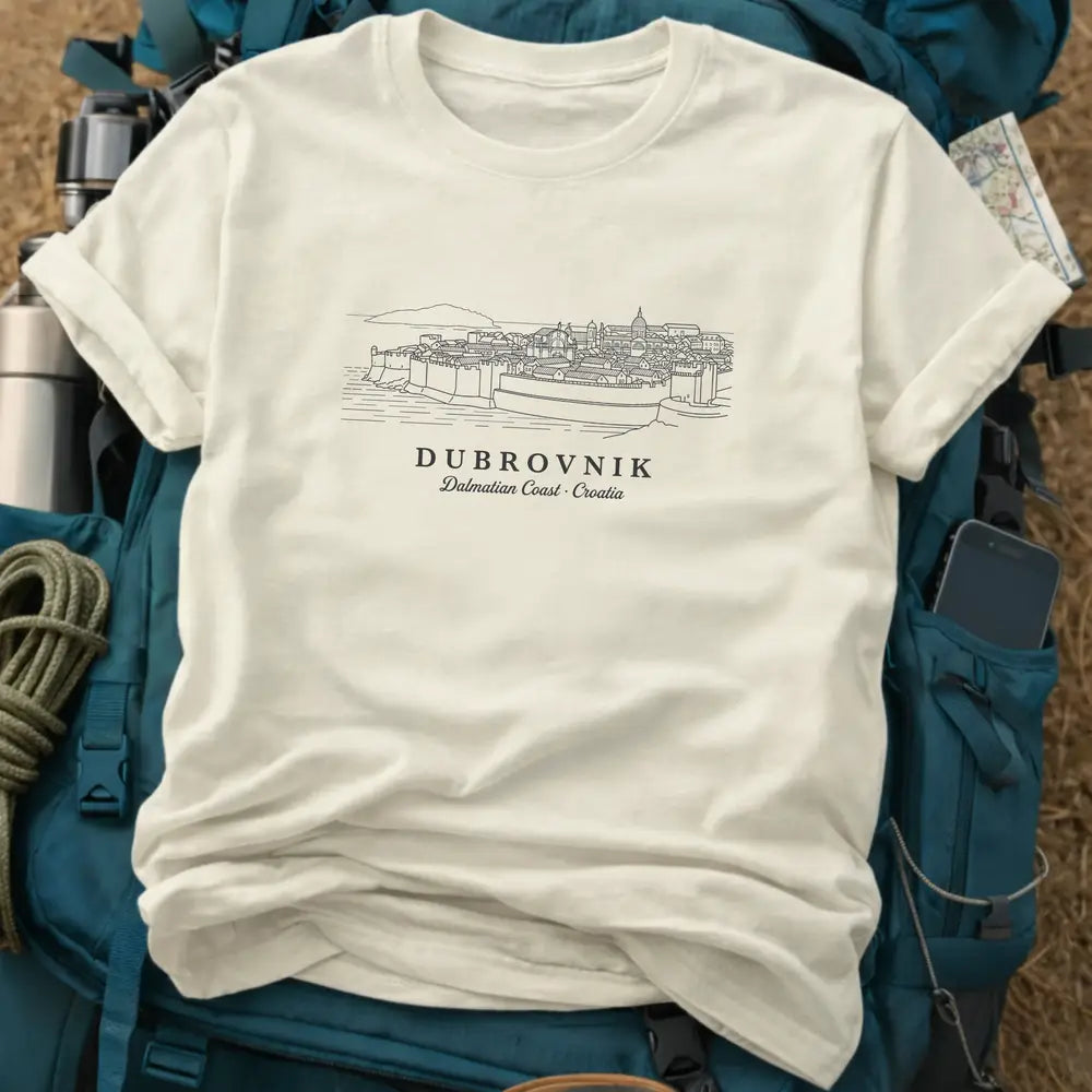 Dubrovnik Croatia T-Shirt – Retro Fine Line Old Town Graphic Tee