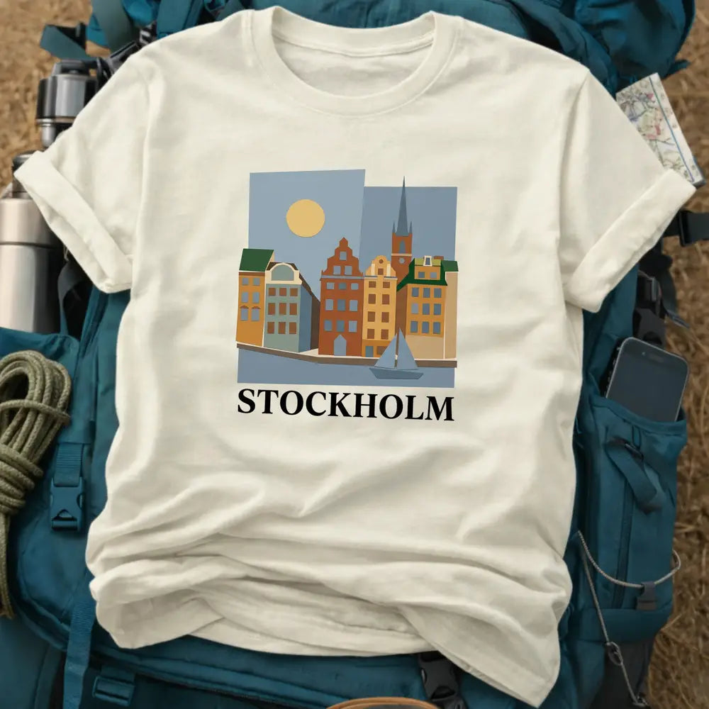 Stockholm Sweden T-Shirt – Retro Geometric Gamla Stan Graphic Tee