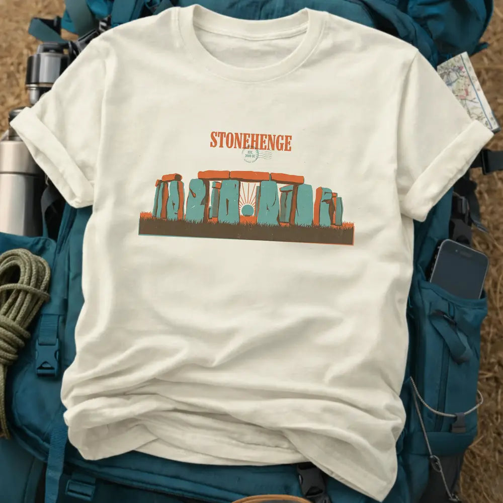 Stonehenge Riso Postcard Graphic T-Shirt