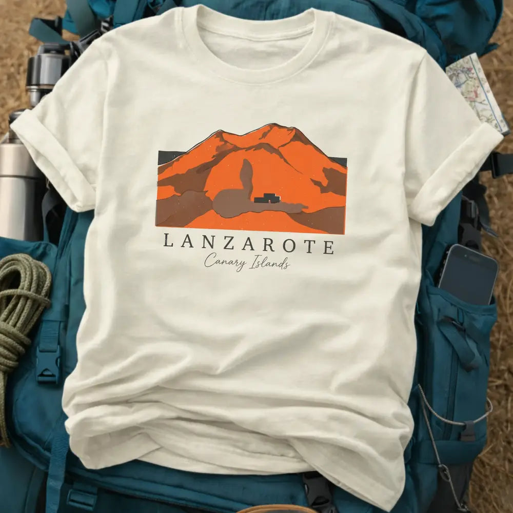 Lanzarote Canary Islands T-Shirt – Retro Risograph Timanfaya Volcano Graphic Tee
