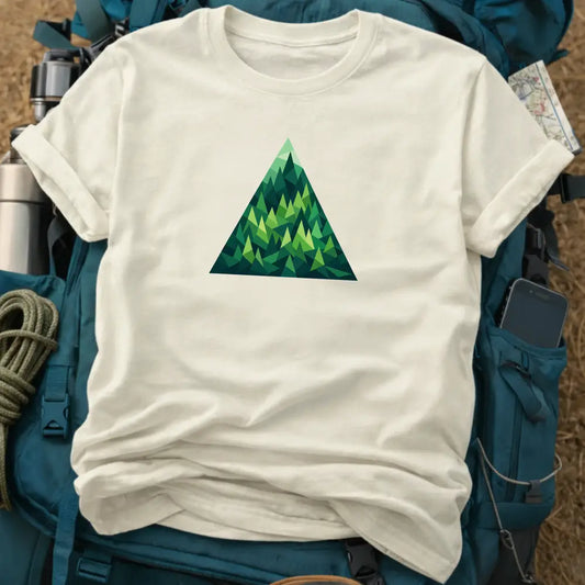 Cubist Pine Forest T-Shirt – Geometric Evergreen Graphic Tee