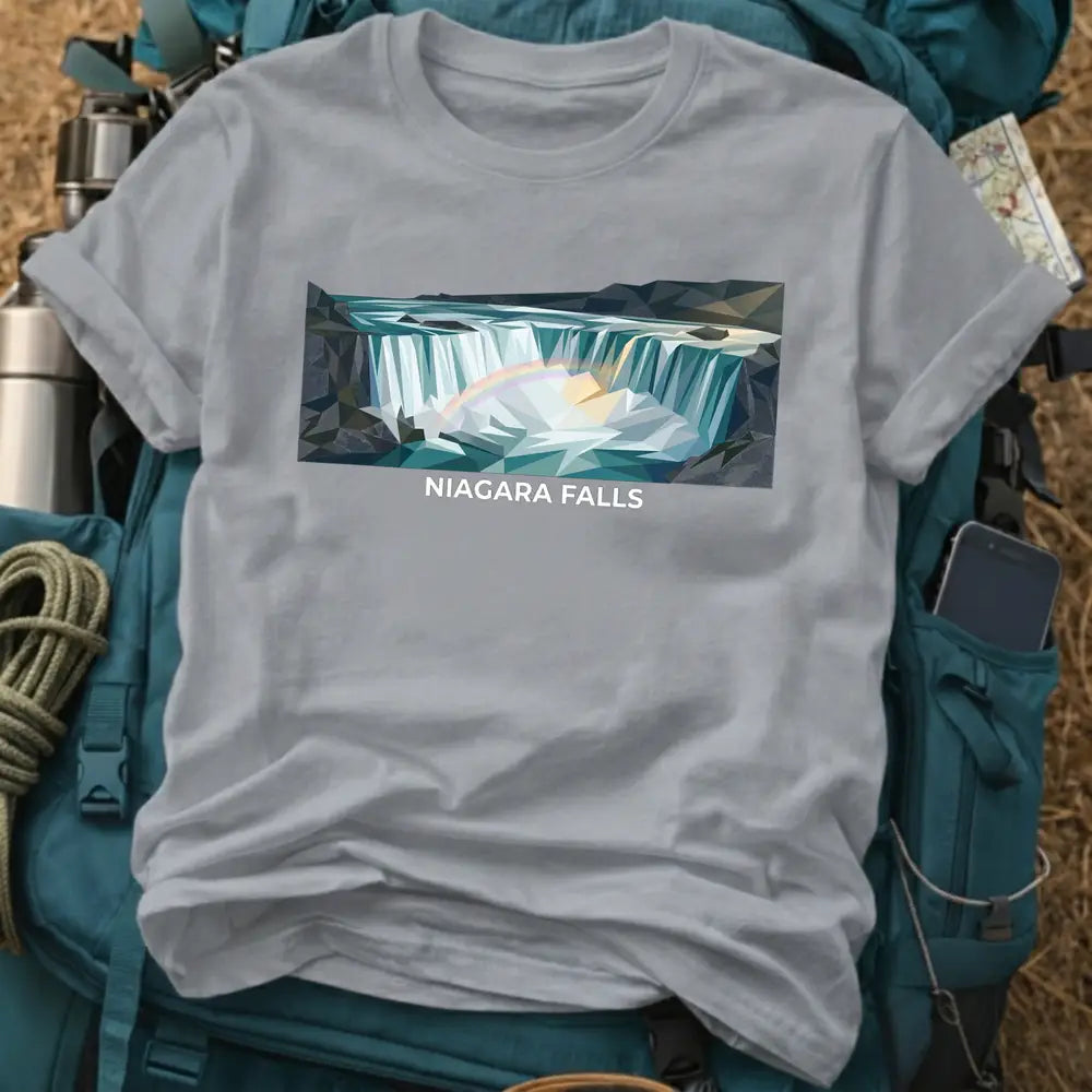 Niagara Falls T-Shirt – Geometric Waterfall Low-Poly Graphic Tee