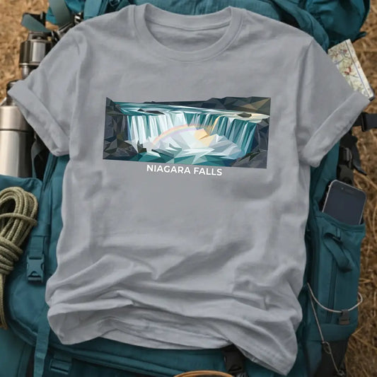 Niagara Falls T-Shirt – Geometric Waterfall Low-Poly Graphic Tee