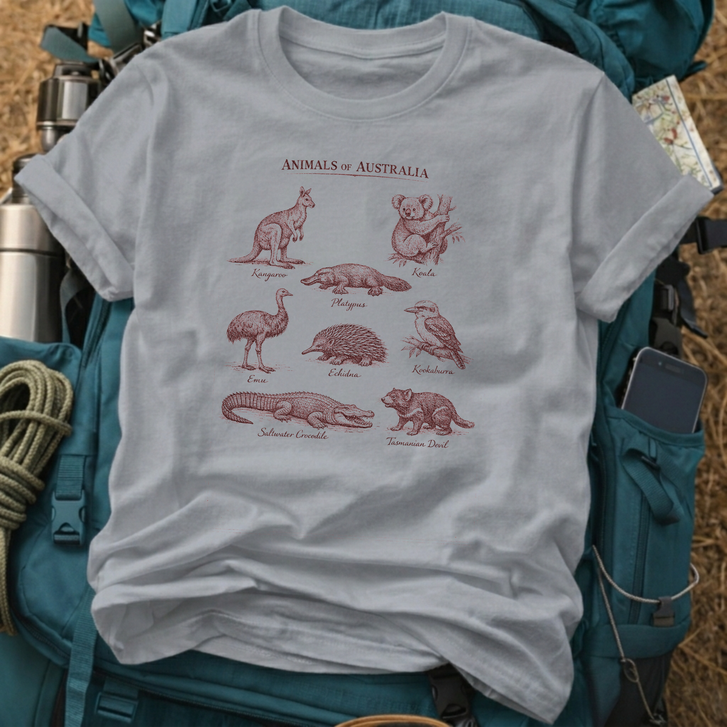 "Animals of Australia" Graphic Tee - Vintage Wildlife Chart T-Shirt