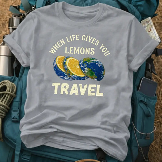 When Life Gives You Lemons Travel T-Shirt – Surreal Earth Fruit Graphic Tee