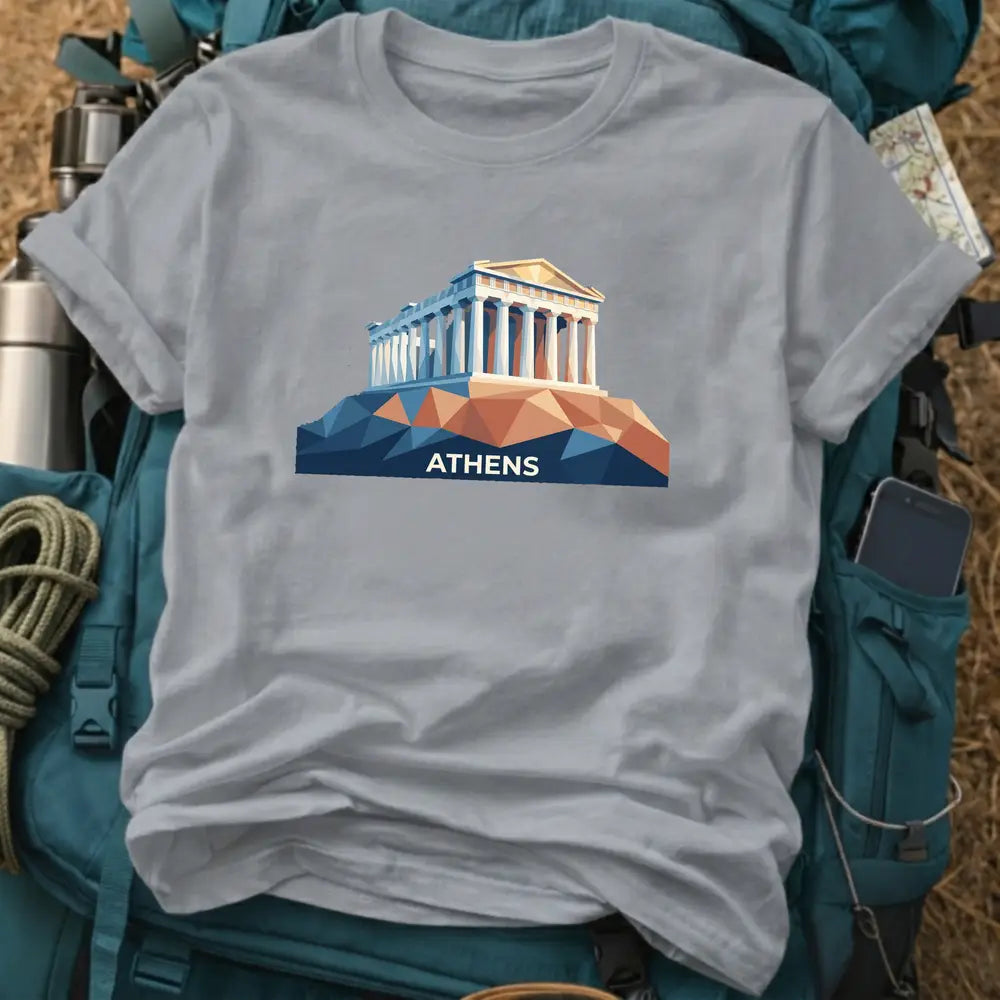 Athens Greece T-Shirt – Geometric Parthenon Low-Poly Graphic Tee