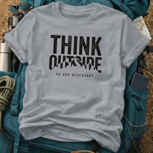 "Think Outside" Mountain Graphic Tee - Adventure & Inspiration T-Shirt