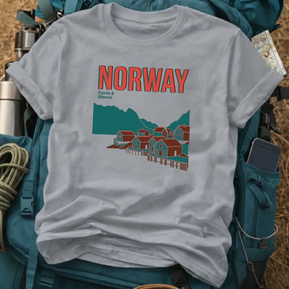 Norway T-Shirt – Retro Fjords & Silence Fishing Village Graphic Tee