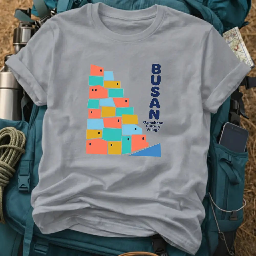 Busan South Korea T-Shirt – Geometric Gamcheon Culture Village Graphic Tee