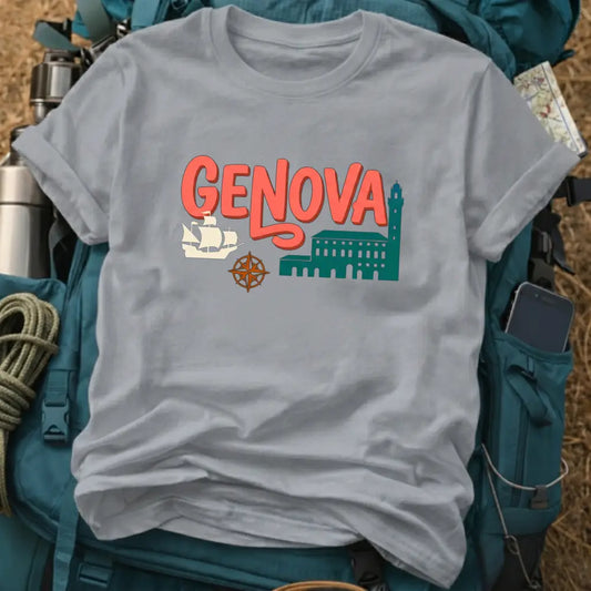 Genoa Italy T-Shirt – Retro Pop Art Genova Maritime Graphic Tee