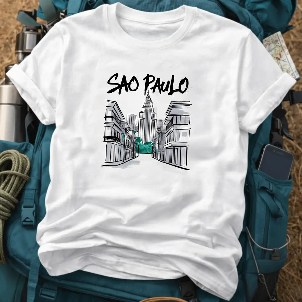 Sao Paulo Brazil T-Shirt – Urban Sketch Skyline Graphic Tee