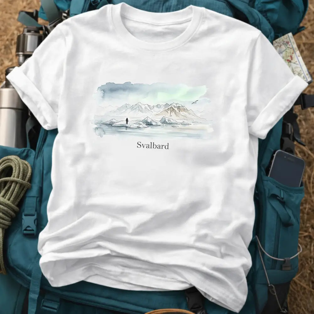 Svalbard Norway T-Shirt – Retro Watercolor Arctic Glacier Graphic Tee