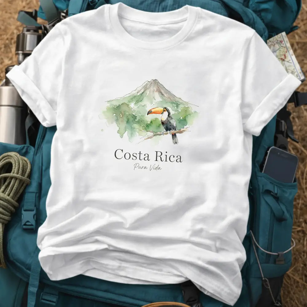 Costa Rica T-Shirt – Retro Watercolor Arenal Volcano Graphic Tee