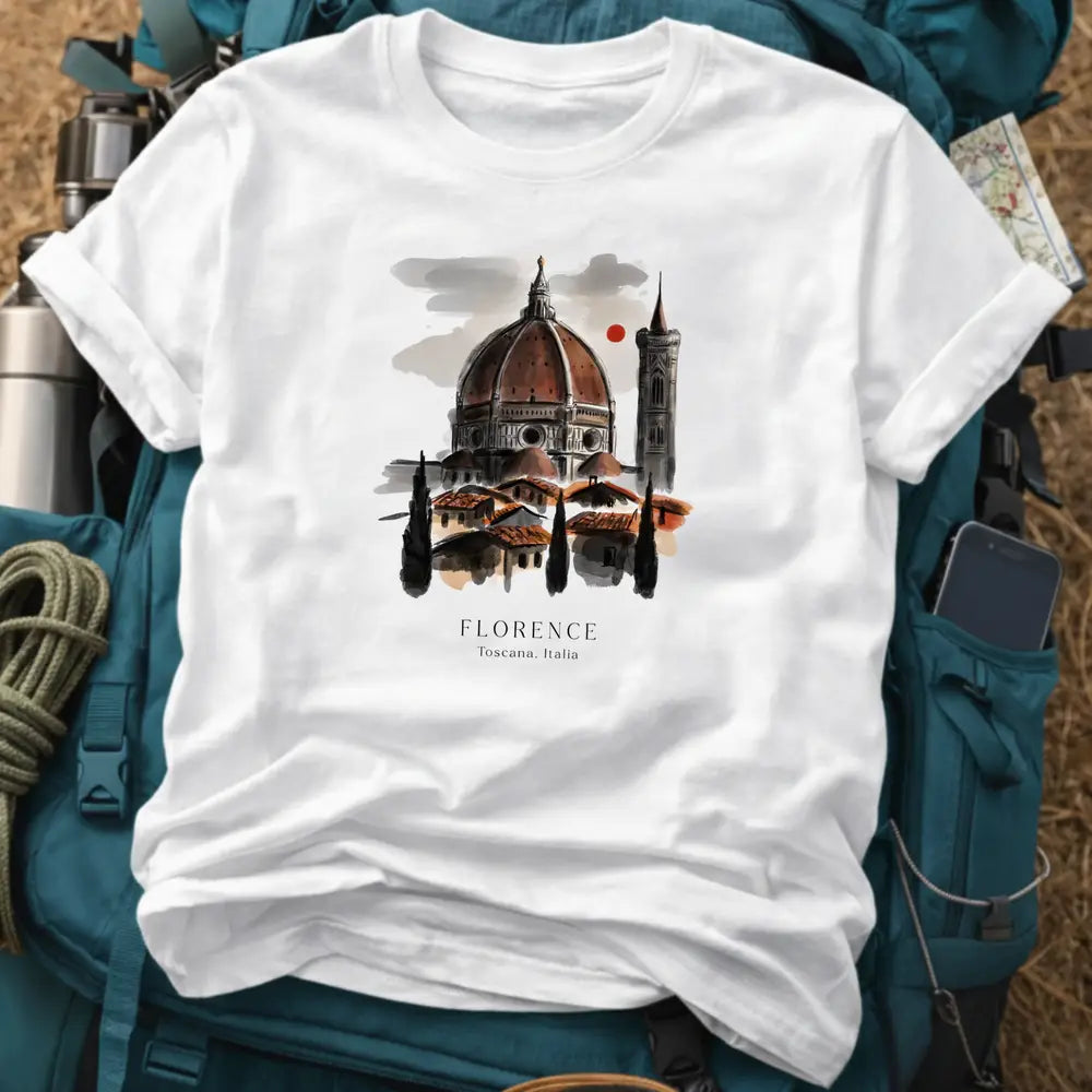 Florence Italy T-Shirt – Retro Watercolor Duomo Cathedral Graphic Tee