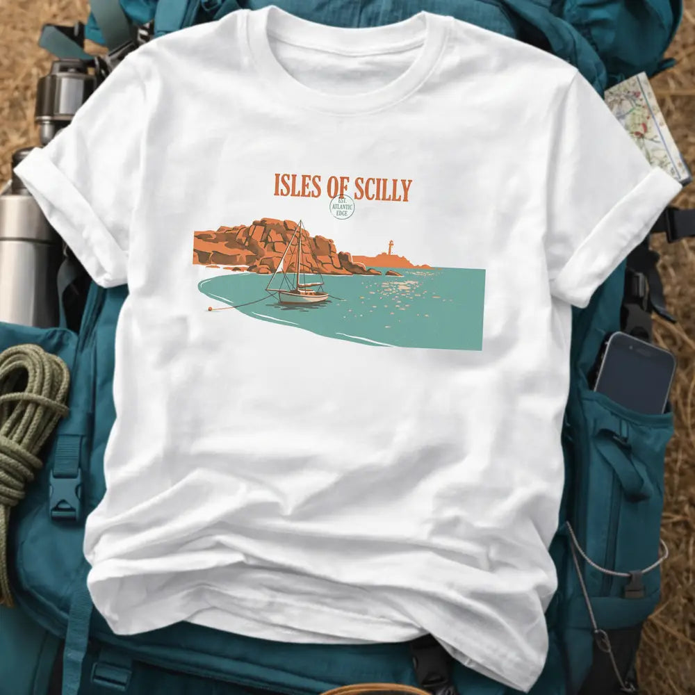 Isles of Scilly Riso Postcard Graphic T-Shirt
