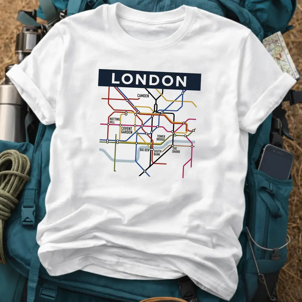 London United Kingdom T-Shirt – Minimalist Underground Transit Map Graphic Tee