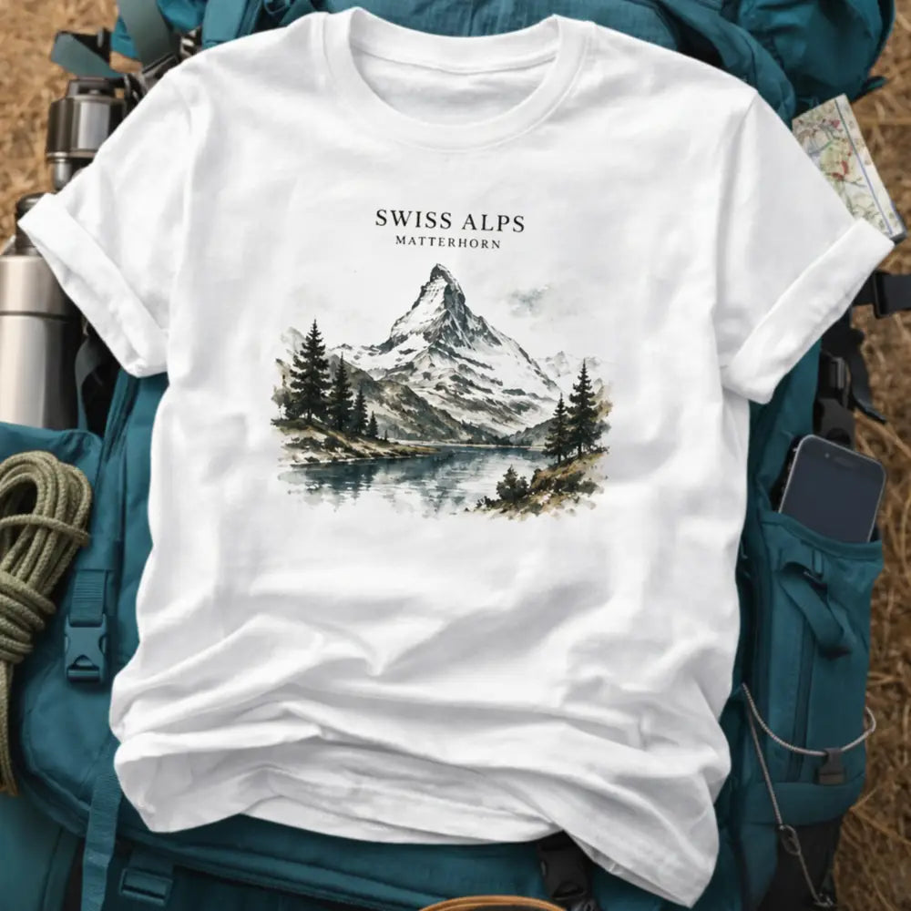 Swiss Alps Switzerland T-Shirt – Retro Watercolor Matterhorn Graphic Tee