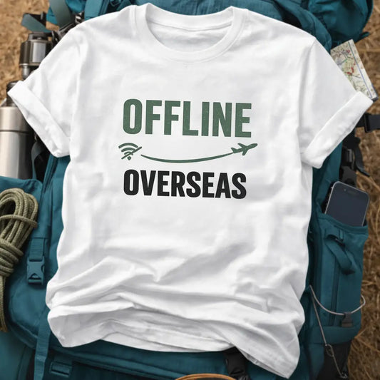 Offline Overseas T-Shirt – Minimalist Travel Airplane Graphic Tee