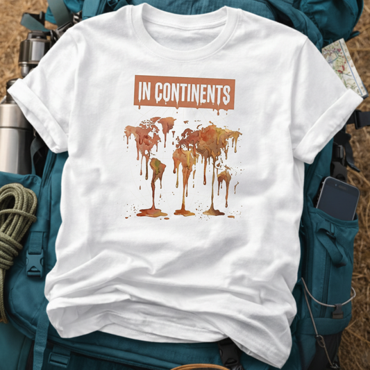 In Continents - Melting World Map Pun Graphic T-Shirt