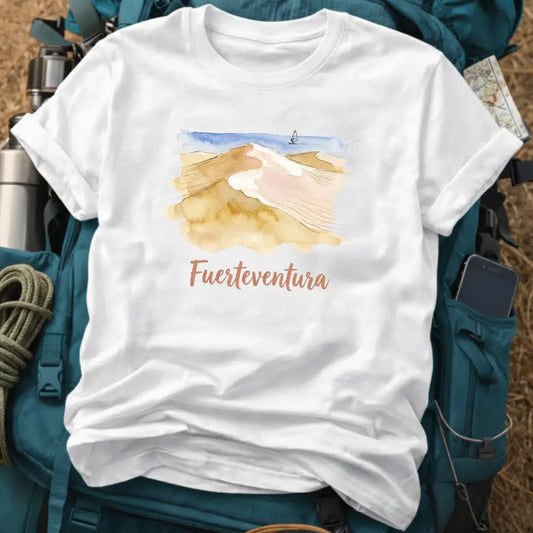 Fuerteventura Spain T-Shirt – Retro Watercolor Corralejo Sand Dunes Graphic Tee