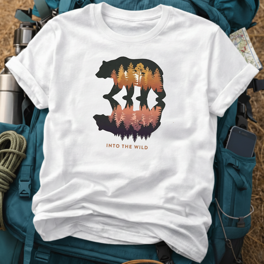 Into The Wild Bear - Double Exposure Forest Nature T-Shirt