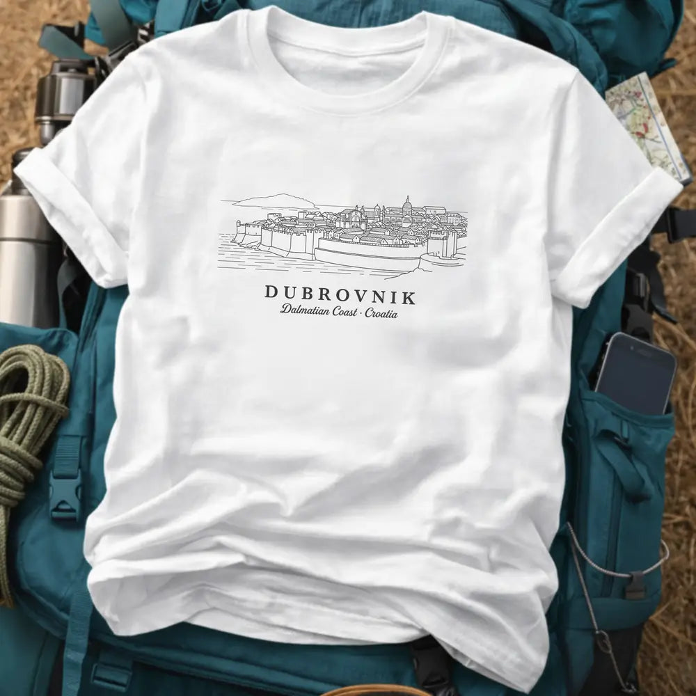 Dubrovnik Croatia T-Shirt – Retro Fine Line Old Town Graphic Tee