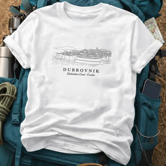 Dubrovnik Croatia T-Shirt – Retro Fine Line Old Town Graphic Tee