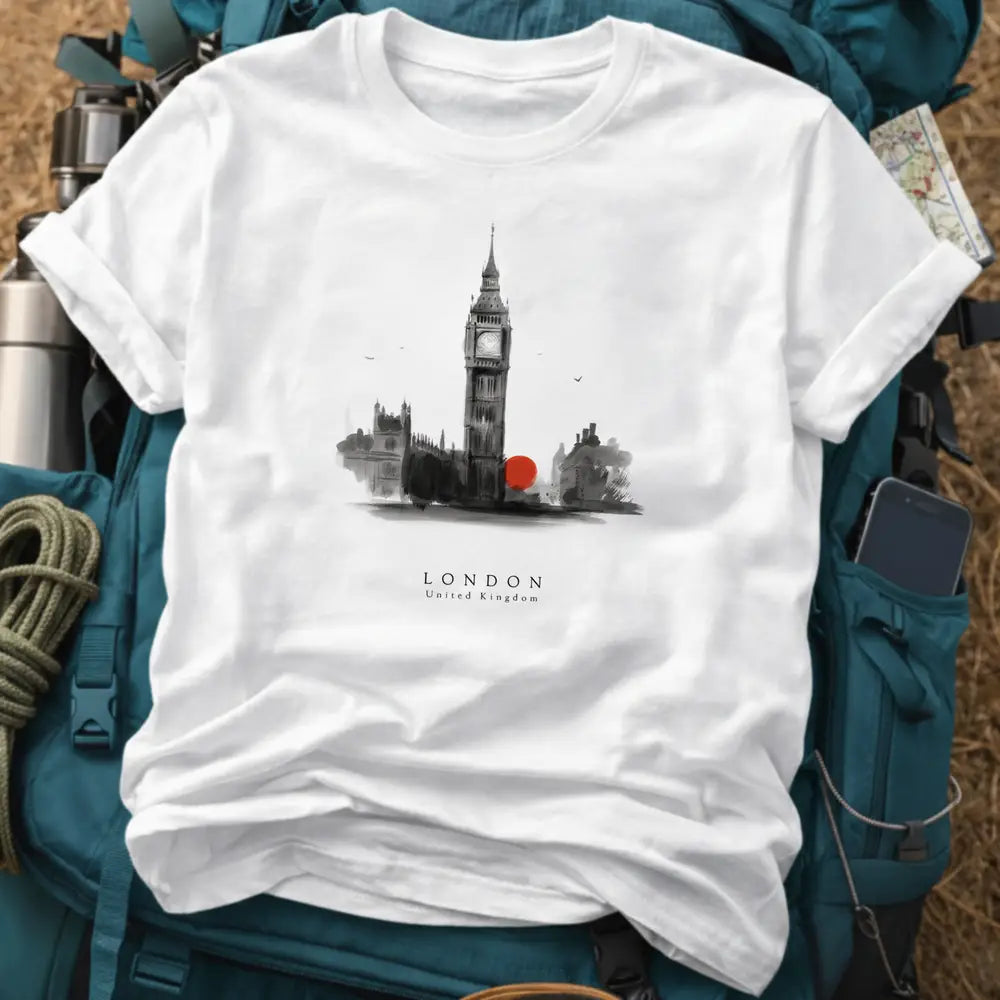 London England T-Shirt – Retro Watercolor Big Ben Graphic Tee