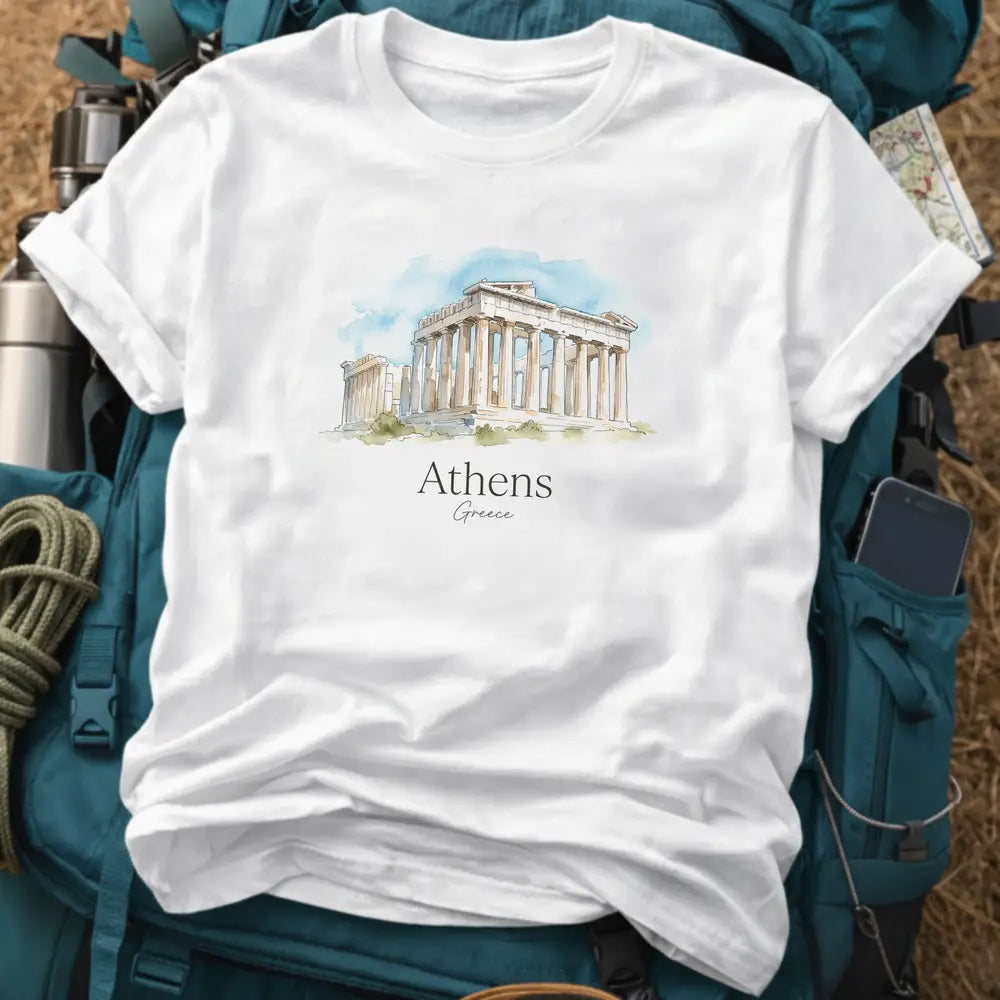 Athens Greece T-Shirt – Retro Watercolor Parthenon Graphic Tee
