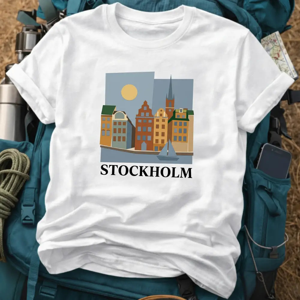 Stockholm Sweden T-Shirt – Retro Geometric Gamla Stan Graphic Tee