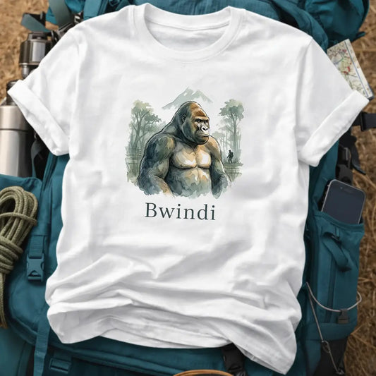 Bwindi Uganda T-Shirt – Retro Watercolor Mountain Gorilla Graphic Tee