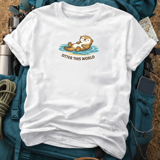 "Otter This World" Punny Graphic Tee - Cute Floating Otter Vintage Travel Shirt