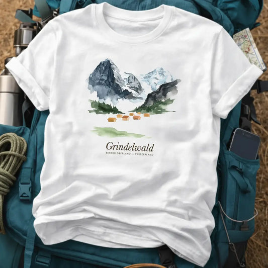 Switzerland T-Shirt – Vintage Grindelwald Watercolor Graphic Tee