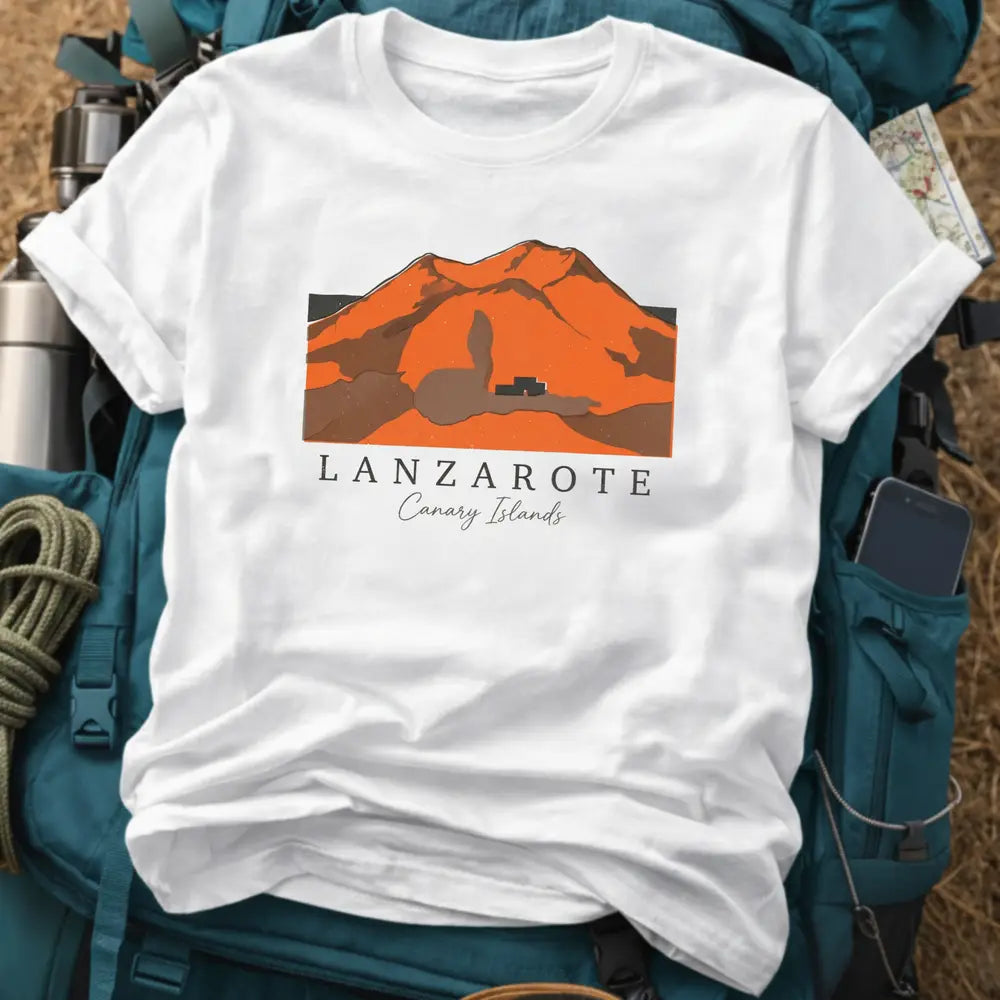 Lanzarote Canary Islands T-Shirt – Retro Risograph Timanfaya Volcano Graphic Tee