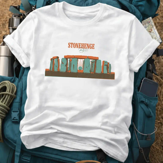 Stonehenge Riso Postcard Graphic T-Shirt